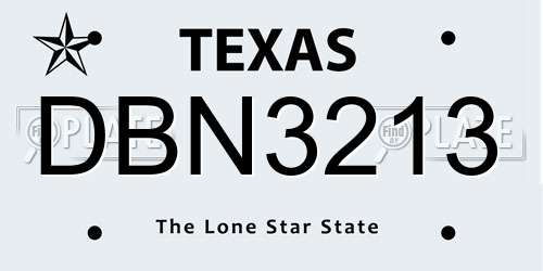 DBN3213 Texas License Plate