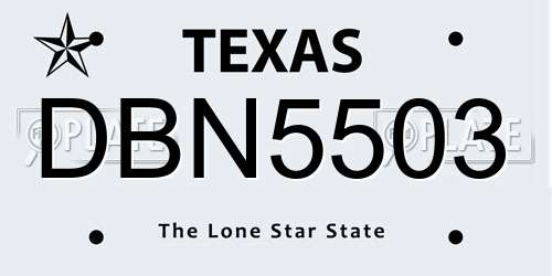 DBN5503 Texas License Plate