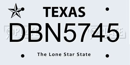 DBN5745 Texas License Plate