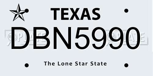 DBN5990 Texas License Plate