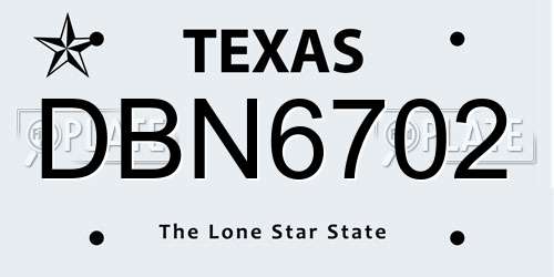 DBN6702 Texas License Plate