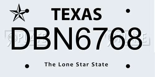 DBN6768 Texas License Plate