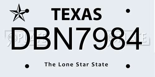 DBN7984 Texas License Plate