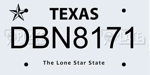 DBN8171 Texas License Plate