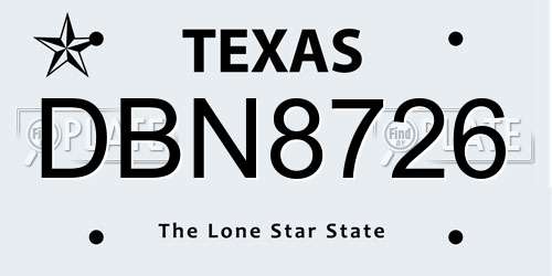 DBN8726 Texas License Plate