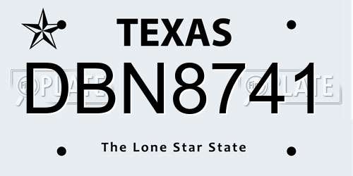 DBN8741 Texas License Plate
