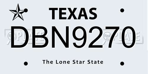 DBN9270 Texas License Plate
