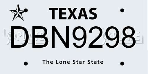 DBN9298 Texas License Plate