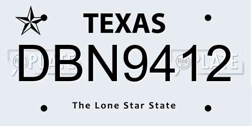 DBN9412 Texas License Plate