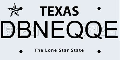 DBNEQQE Texas License Plate