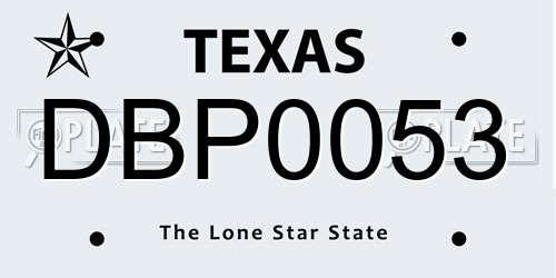 DBP0053 Texas License Plate