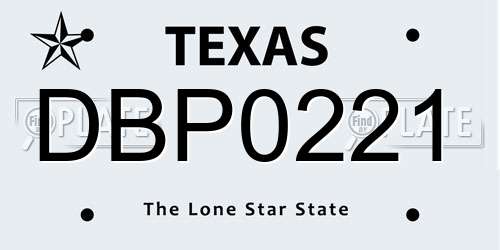 DBP0221 Texas License Plate
