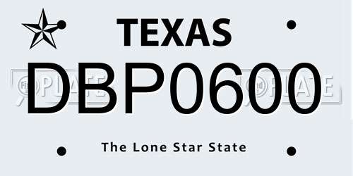 DBP0600 Texas License Plate