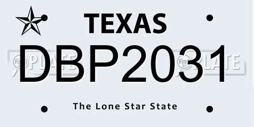DBP2031 Texas License Plate