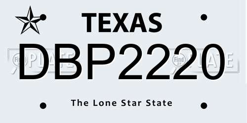 DBP2220 Texas License Plate