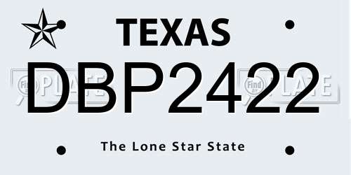 DBP2422 Texas License Plate