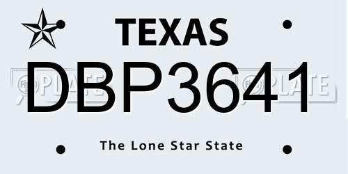 DBP3641 Texas License Plate