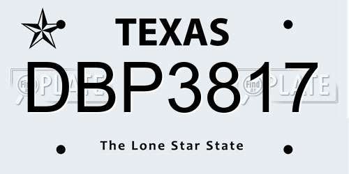 DBP3817 Texas License Plate