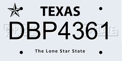DBP4361 Texas License Plate