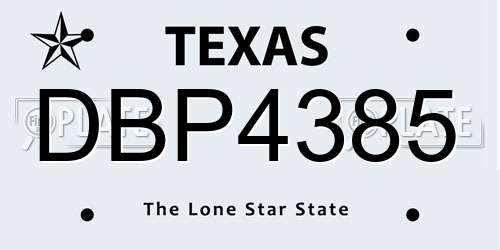 DBP4385 Texas License Plate