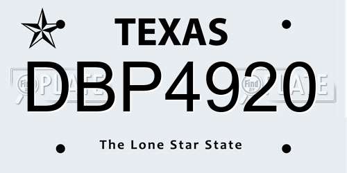 DBP4920 Texas License Plate
