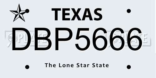 DBP5666 Texas License Plate