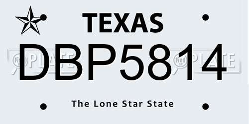 DBP5814 Texas License Plate