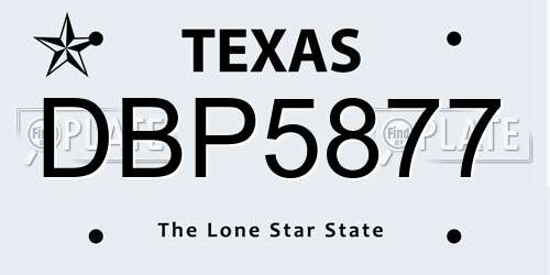 DBP5877 Texas License Plate