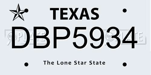 DBP5934 Texas License Plate