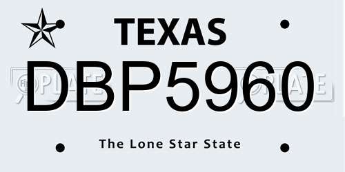 DBP5960 Texas License Plate