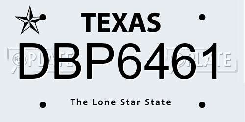 DBP6461 Texas License Plate