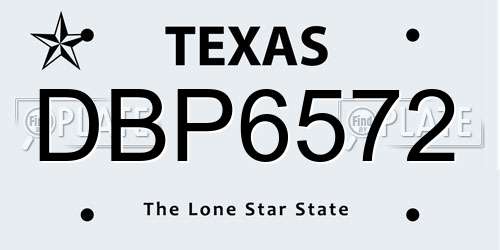 DBP6572 Texas License Plate