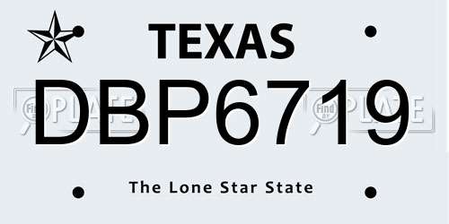 DBP6719 Texas License Plate