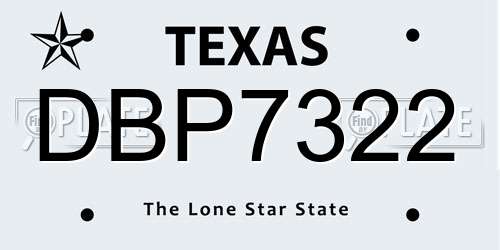DBP7322 Texas License Plate