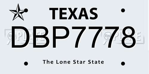 DBP7778 Texas License Plate
