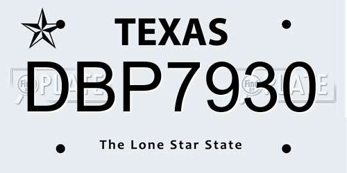 DBP7930 Texas License Plate
