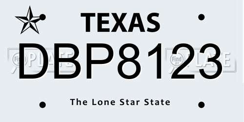 DBP8123 Texas License Plate