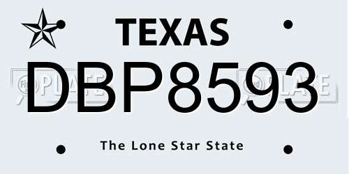 DBP8593 Texas License Plate