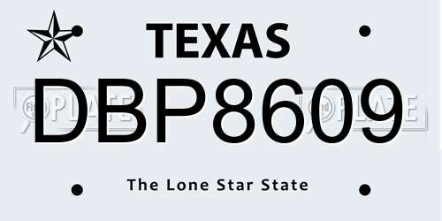 DBP8609 Texas License Plate