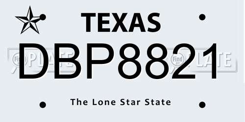 DBP8821 Texas License Plate