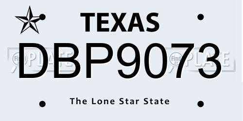 DBP9073 Texas License Plate