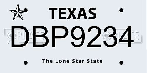 DBP9234 Texas License Plate