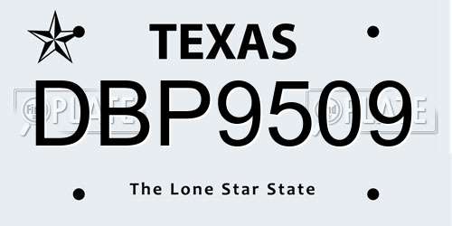 DBP9509 Texas License Plate