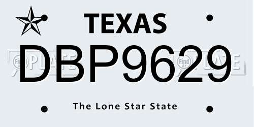 DBP9629 Texas License Plate