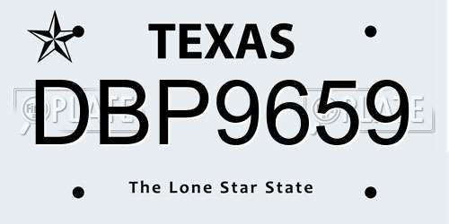 DBP9659 Texas License Plate