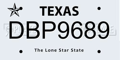 DBP9689 Texas License Plate