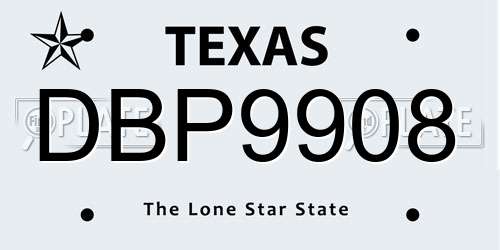 DBP9908 Texas License Plate