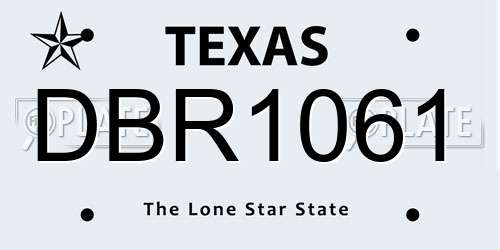 DBR1061 Texas License Plate