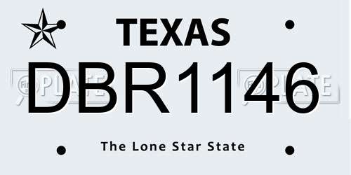 DBR1146 Texas License Plate