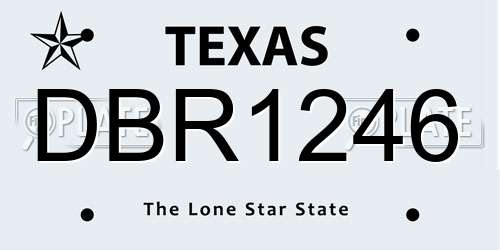 DBR1246 Texas License Plate